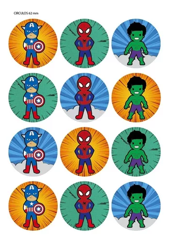 Imprimibles Super Héroes Infantiles Stickers Personalizados
