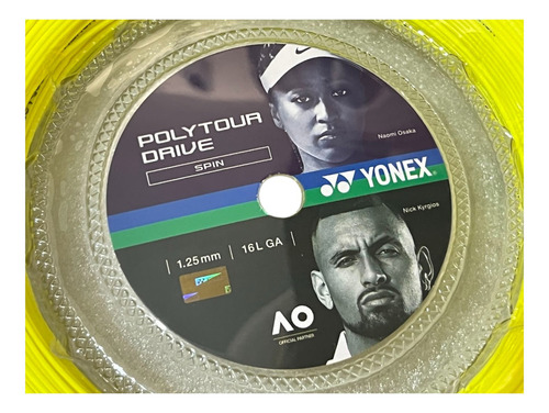 Rollo De Cuerda Yonex Polytour Drive Spin 1.25mm Yellow 200m Color Amarillo Espesor 1.25 Mm