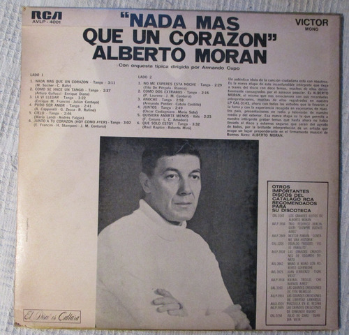 Imagen 2 de 5 de Alberto Morán - Nada Más Que Un Corazón Rca Victor Avlp-4001