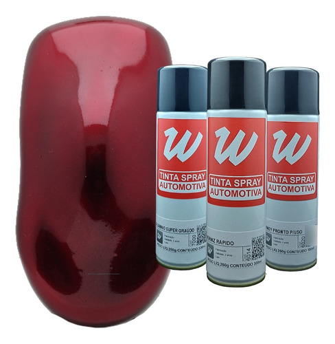 Tinta Spray Automotiva Candy Vermelho Kit Base/candy/verniz