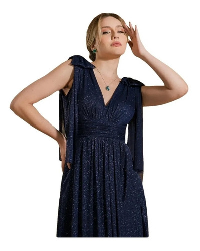 Imagem 1 de 3 de Vestido Festa Lurex De Amarrar Modelo 1078 Plus Size
