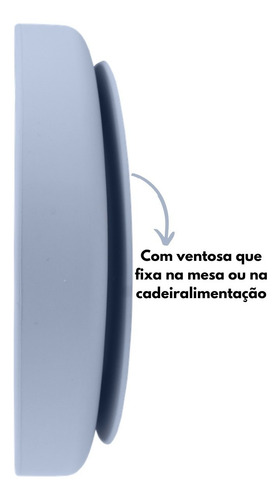Imagem 4 de 7 de Kit Prato Silicone Infantil Divisória + Talher Refeição Bebê