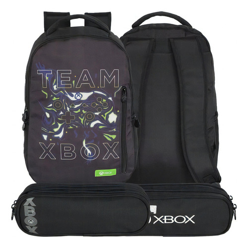 Kit Mochila Costas Xbox B01 + Estojo Duplo Xbox B04 - Xeryus