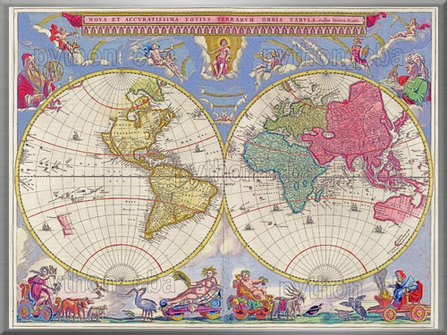 Cuadro Mapa Planisferio Atlas Totius Terrarvm Orbis Año 1665