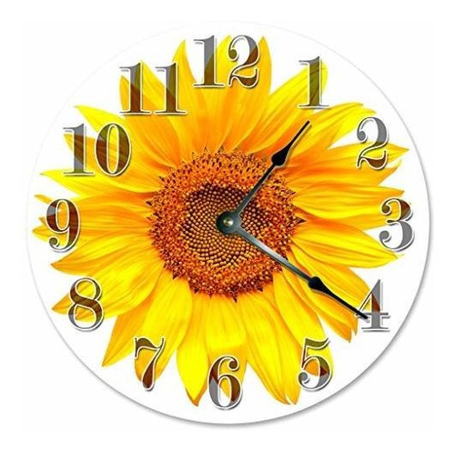 El Azúcar De La Vid Arte Amarillo Girasol Reloj Grande 10.5 