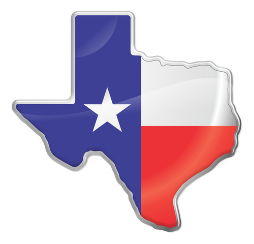 Adesivo Emblema Mapa Bandeira Texas Cromado Resinado Res284