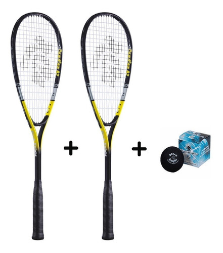 Combo Dos Raquetas De Squash Black Knight + Pelota De Regalo