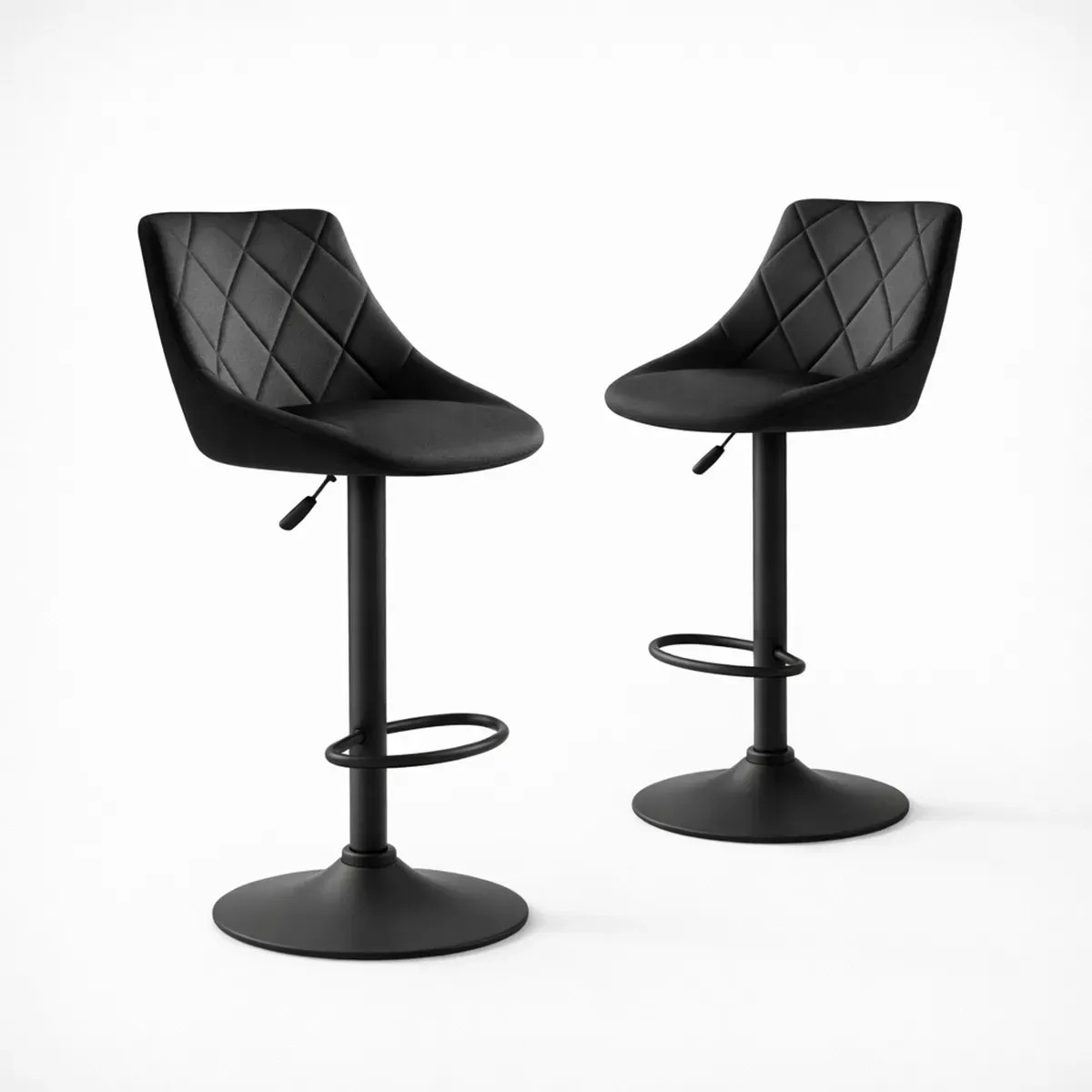 Sillas De Bar Y Barra De Cocina Bancos Elegante Set 2pz Acabado de la estructura Mate Asiento Full black