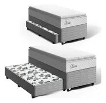 Comprar Box Solteiro + Colchão Molas Ensacadas C\u002F Auxiliar De Molas Cor Cinza