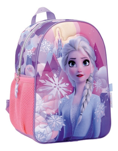 Mochila Frozen 30cm Color Lila Diseño De La Tela Liso