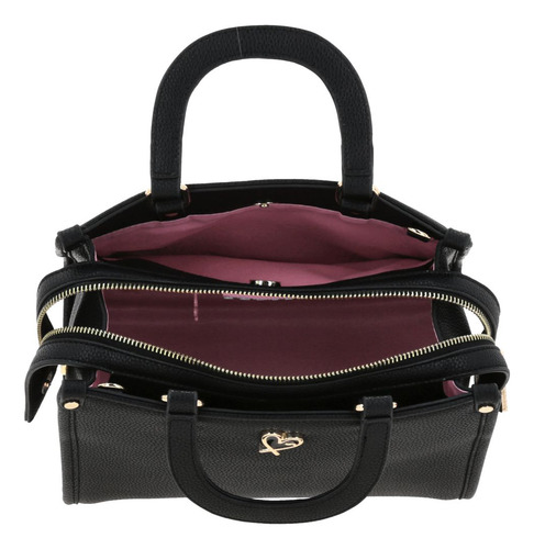 Bolso Satchel Chico Gorett Chenson Negro Tracy Para Dama Acabado De Los Herrajes Níquel Diseño De La Tela Lisa