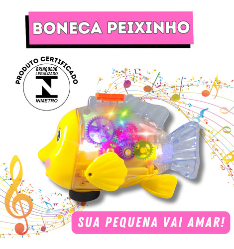 Sereia Boneca Nemo Com Sons Divertidos E Led - Bate E Volta
