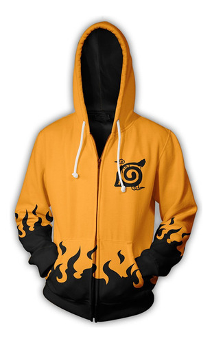 Naruto Cosplay Chaqueta Capucha Y Cremallera Estampada En 3d