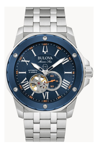 Reloj Bulova 98a302 Marine Star Caballero Ts Color de la correa Plateado Color del bisel Azul Color del fondo Azul