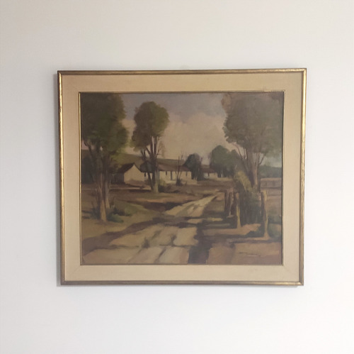 Cristina Guasque Cuadro Pintura Oleo Ranchos Arboles (Usado)