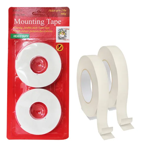 2 Pz Cinta Doble Cara 3 Mt Largo X 1.8 Cm Resistente Blanca Color Blanco