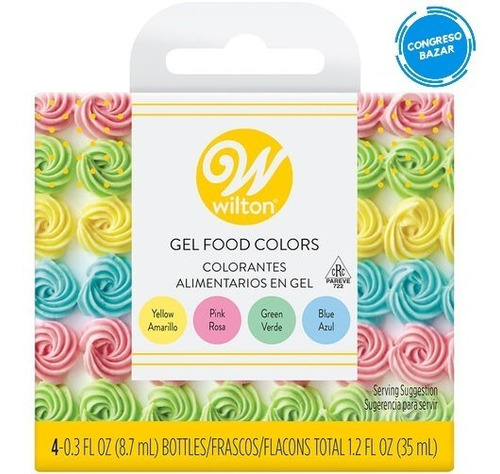 Set De 4 Colorantes En Gel Colores Pastel Wilton