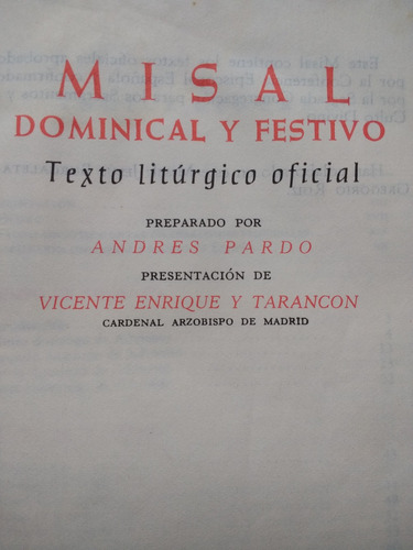 Misal Dominical Y Festivo Preparado Por Andrés Pardo 1978