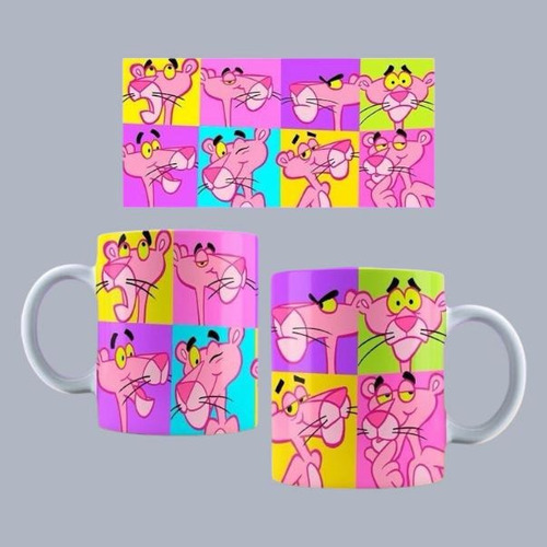 2 Tazas Personalizadas Personajes Animados /caricaturas Blanco Pantera Rosa