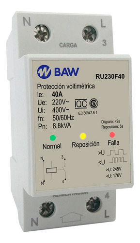 Baw Protector De Tensión Monofásica 2p - 220v - 40a
