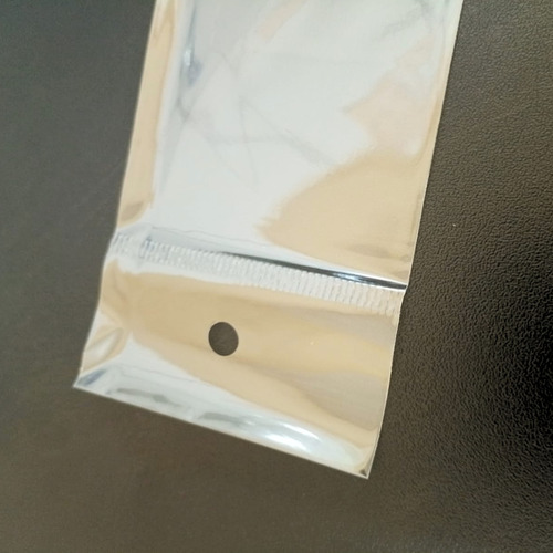 500 Un Saco Plástico Transparente 5x22 Com Furo Aba Adesiva