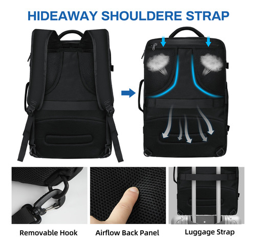 Mochila Para Laptop 17 Pulgadas Mochilas Hombre Impermeable Color Negro Diseño De La Tela Liso