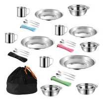 Comprar Juego Cubierto Utensilio Set 28 Pcs Acero Inoxidable Camping