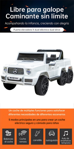 Camioneta Mercedes-benz Montable Electrica Control Remoto Asiento Doble Color Blanco 12v 4x4 Baterías Dobles Para Una Autonomía Ultralarga