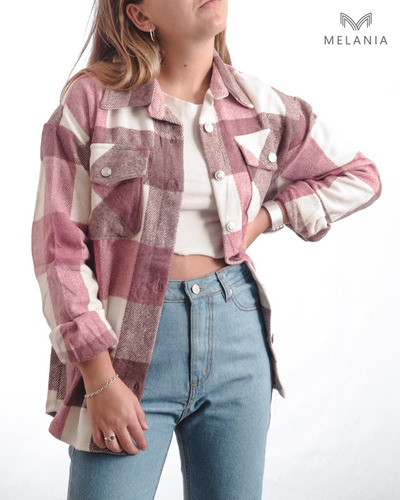 Imagen 2 de 5 de Sobre Camisa Tartan Abrigada Leñadora Invierno Tendencia