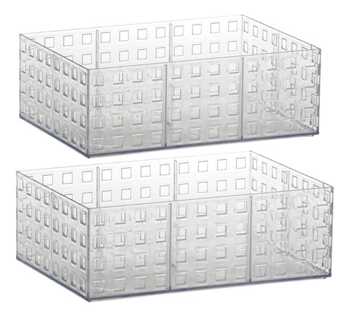 Set 2 Cajas Organizadoras Bandeja Acrilico Apilable Mediana