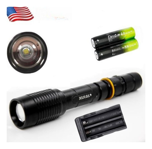 12000lm Cree Xml T6 Led Negro Con Zoom Linterna Táctica Anto