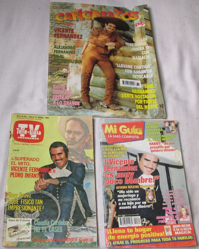 Lote De 3 Revistas. Vicente Fernandez. Tele-guia, Mi Guia. 