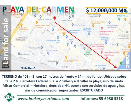 Terreno En Venta En Playa Del Carmen Centro