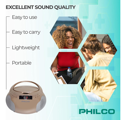 Reproductor De Cd Philco Radio Am-fm, Rosa Dorado