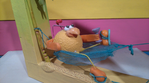 Cuadro Corporeo 3d Super Pollo Hamaca Palmera Nuevo