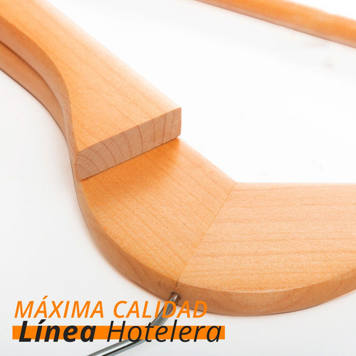 Pack 5 Perchas De Madera Lustrada Importada Premium Hotel