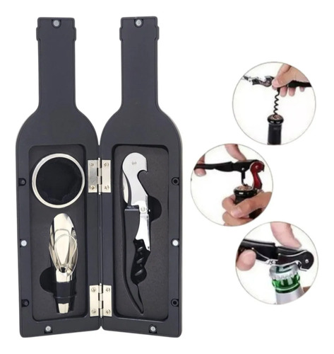 Juego Descorchador De Vino Forma De Botella Elegante