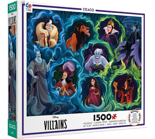 Disney Villanos Arte Rompecabezas 1500pz Malefica Hades Scar