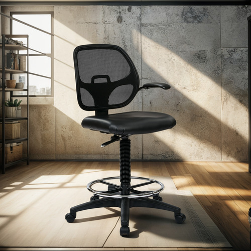 Silla Con Respaldo De Malla De Lujo Con Pie Ajustable Metal