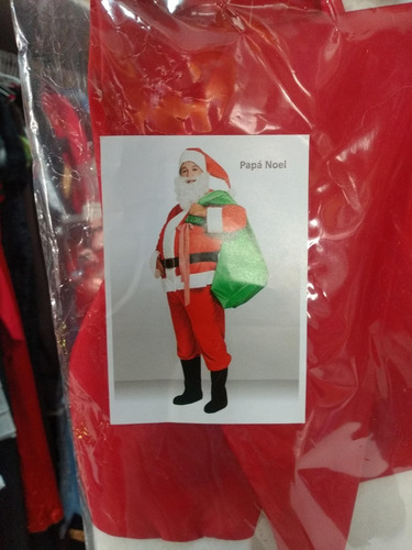 Imagen 3 de 5 de Disfraz Papa Noel Santa Claus Navidad Tela Tafeta