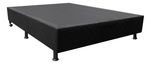Base Box Para Cama Casal 138x188cm Liz S05 Suede Bordado Pto Cor Preto