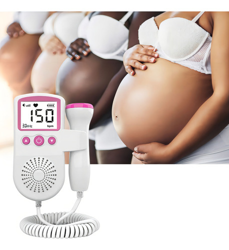 Monitor Sonar Detector Ouvir Batimento Cardiaco Fetal Bebê Cor Rosa