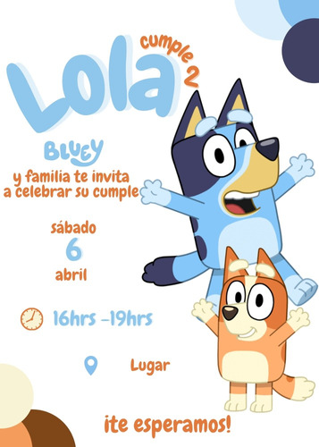 Invitación Digital De Bluey Para Enviar Por Whatsapp 