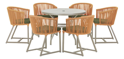 Mesa E 6 Cadeiras De Jantar Noronha Fendi E13 Trama Original
