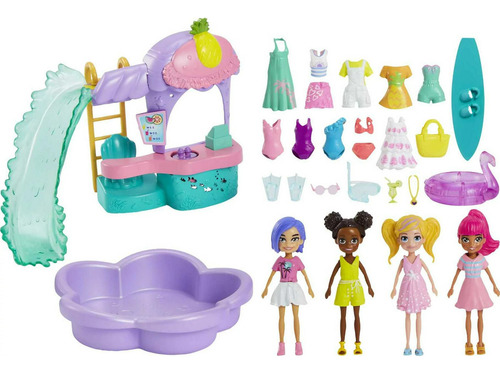 Polly Pocket Smoothie Splash Set 4 Muñecas Y +20 Accesorios