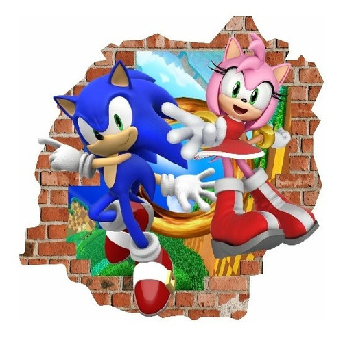 Oferta Vinilo Efecto 3d Pared Rota Sonico Amy Rose 50cmx50cm