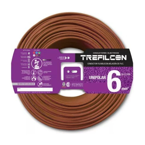 Cable Unipolar Normalizado 6 Mm Trefilcon X 40 Mts Colores