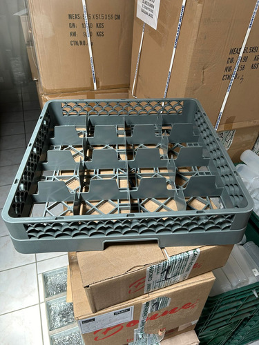 Canastilla Lava Loza Rack Para Vasos 16 Compartimientos Gris