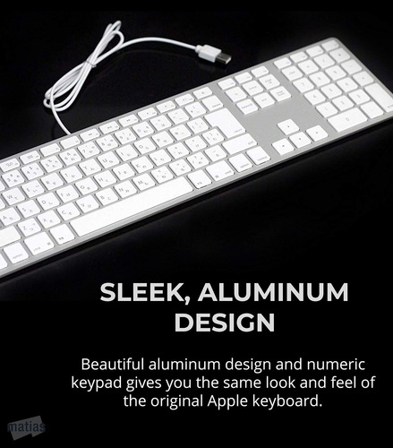 Imagen 4 de 10 de Matías Teclado Usb Con Teclado Numérico Y Hub Usb-a Para Mac