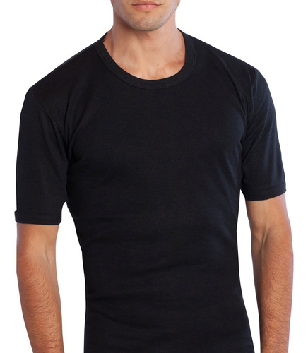 Camiseta Algodón Cuello Polo Negro